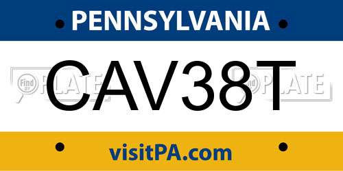 CAV38T Pennsylvania License Plate