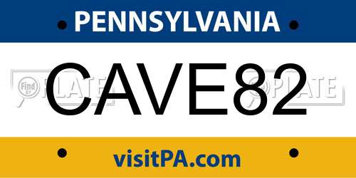 CAVE82 Pennsylvania License Plate