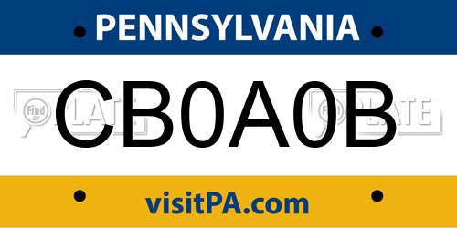 CB0A0B Pennsylvania License Plate
