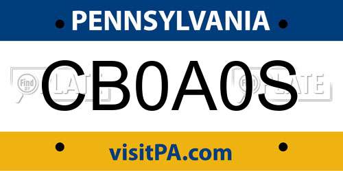 CB0A0S Pennsylvania License Plate