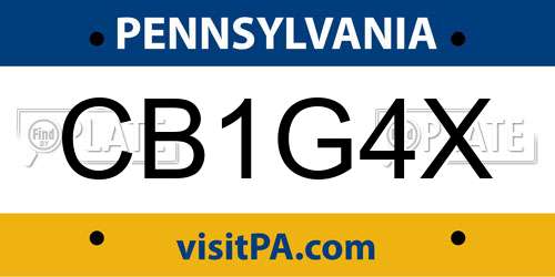 CB1G4X Pennsylvania License Plate