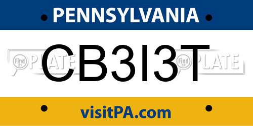 CB3I3T Pennsylvania License Plate