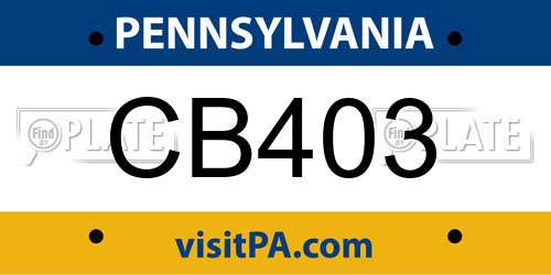 CB403 Pennsylvania License Plate