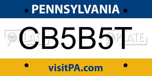 CB5B5T Pennsylvania License Plate