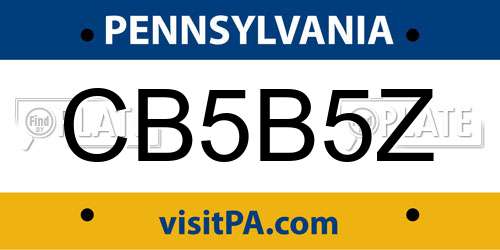 CB5B5Z Pennsylvania License Plate