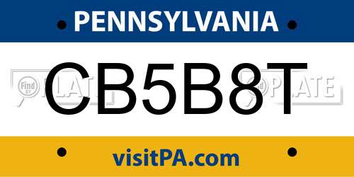 CB5B8T Pennsylvania License Plate