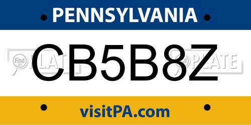 CB5B8Z Pennsylvania License Plate
