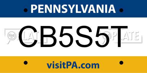 CB5S5T Pennsylvania License Plate