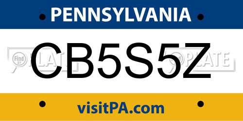 CB5S5Z Pennsylvania License Plate