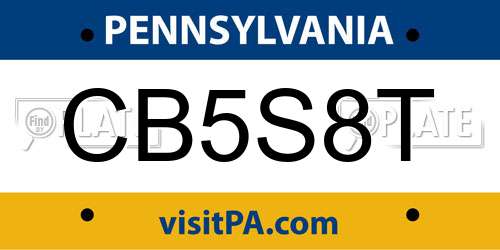CB5S8T Pennsylvania License Plate