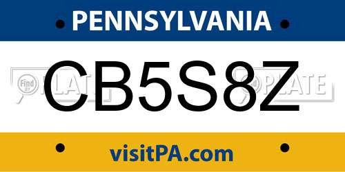 CB5S8Z Pennsylvania License Plate