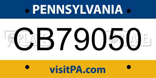 CB79050 Pennsylvania License Plate