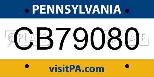 CB79080 Pennsylvania License Plate
