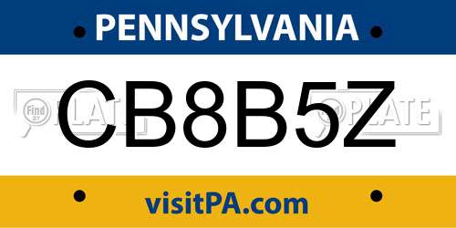 CB8B5Z Pennsylvania License Plate