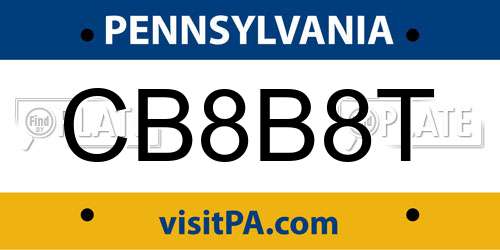 CB8B8T Pennsylvania License Plate
