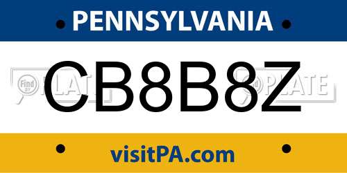 CB8B8Z Pennsylvania License Plate