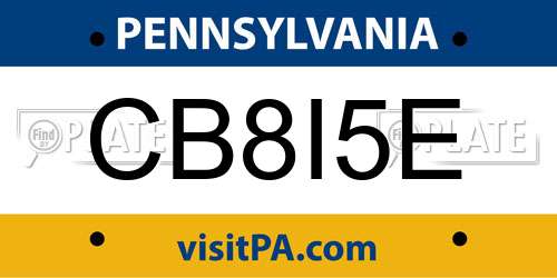 CB8I5E Pennsylvania License Plate