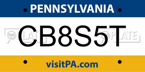 CB8S5T Pennsylvania License Plate
