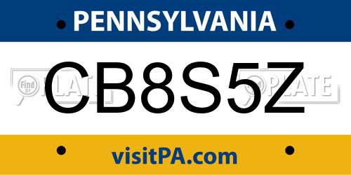 CB8S5Z Pennsylvania License Plate