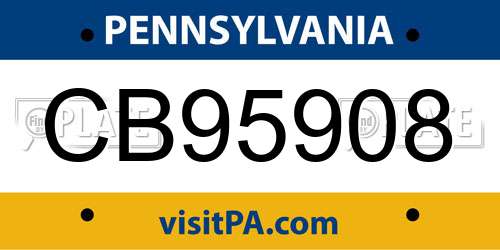 CB95908 Pennsylvania License Plate