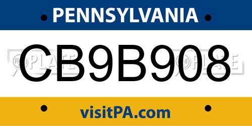 CB9B908 Pennsylvania License Plate