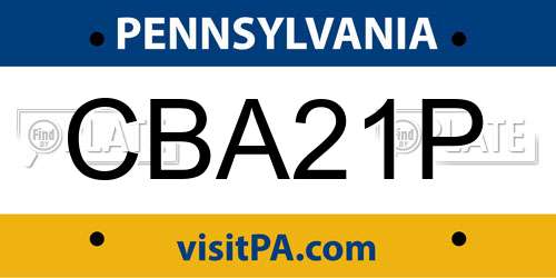 CBA21P Pennsylvania License Plate