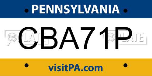 CBA71P Pennsylvania License Plate