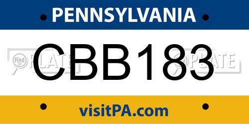 CBB183 Pennsylvania License Plate