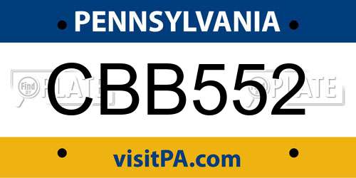 CBB552 Pennsylvania License Plate