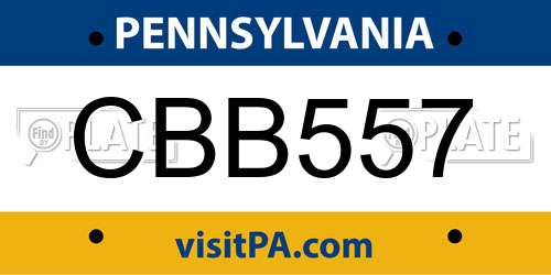 CBB557 Pennsylvania License Plate