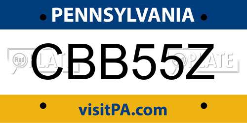 CBB55Z Pennsylvania License Plate