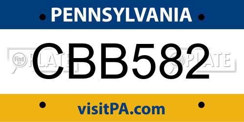 CBB582 Pennsylvania License Plate