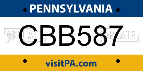 CBB587 Pennsylvania License Plate