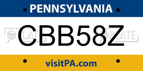 CBB58Z Pennsylvania License Plate