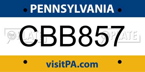 CBB857 Pennsylvania License Plate