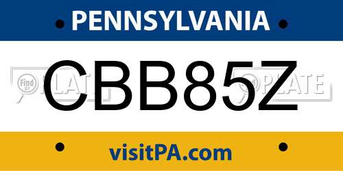 CBB85Z Pennsylvania License Plate