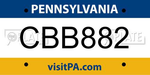 CBB882 Pennsylvania License Plate