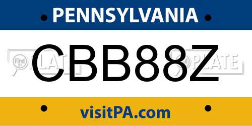 CBB88Z Pennsylvania License Plate