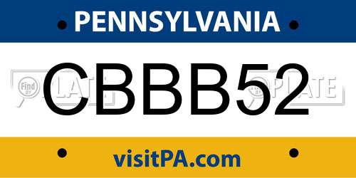 CBBB52 Pennsylvania License Plate