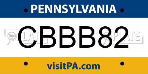 CBBB82 Pennsylvania License Plate