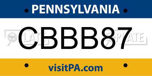 CBBB87 Pennsylvania License Plate