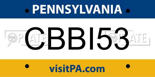 CBBI53 Pennsylvania License Plate