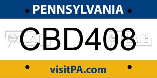 CBD408 Pennsylvania License Plate