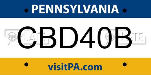 CBD40B Pennsylvania License Plate