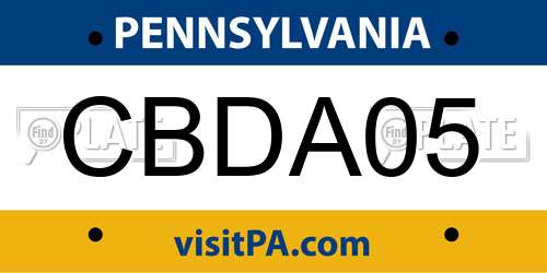 CBDA05 Pennsylvania License Plate