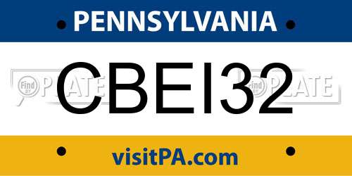 CBEI32 Pennsylvania License Plate