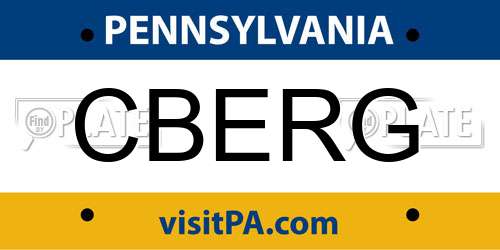 CBERG Pennsylvania License Plate