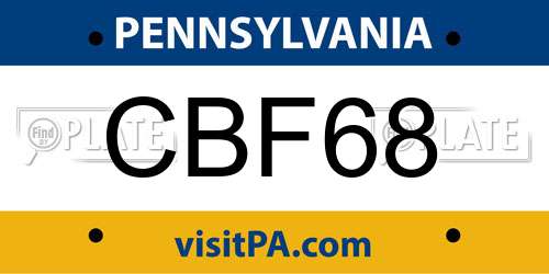 CBF68 Pennsylvania License Plate