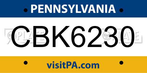CBK6230 Pennsylvania License Plate