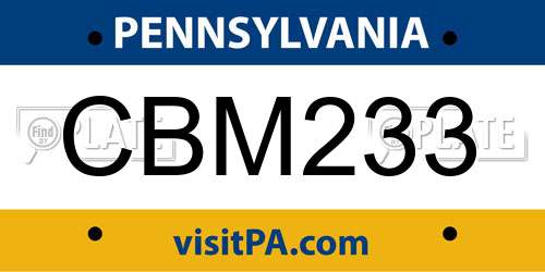 CBM233 Pennsylvania License Plate